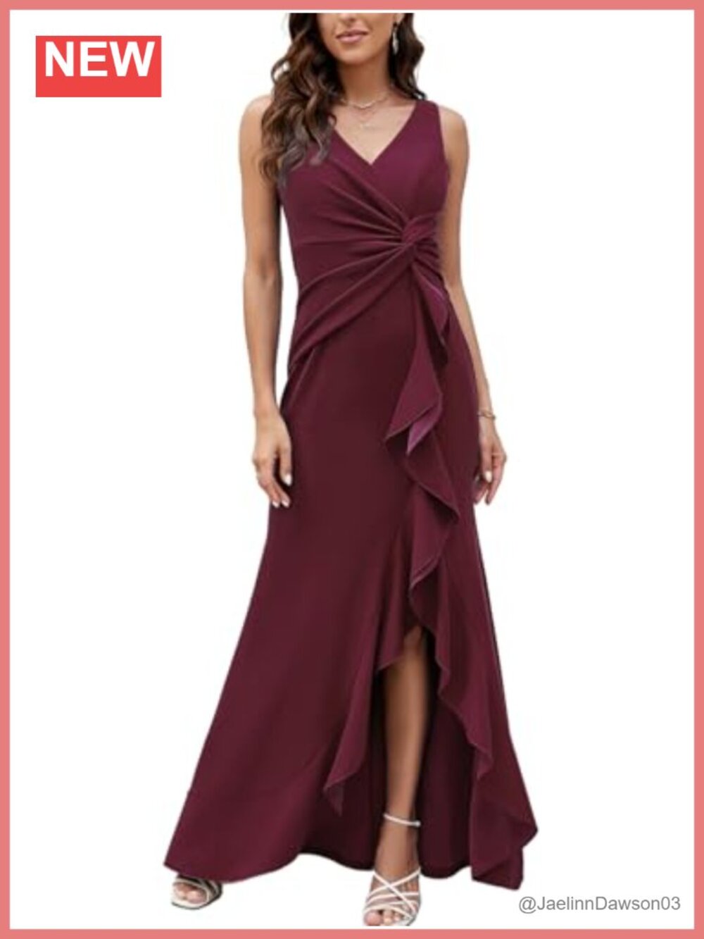 FQA Formal Evening Dress Long V Neck Sleeveless Split Wrap Mermaid Prom